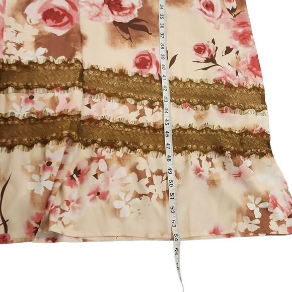 La Bellum Women's‎ Brown & Pink Floral Print Wrap Shift Maxi Dress Size 12 NWT - Picture 13 of 13